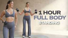 1 HOUR STANDING TOTAL BODY WORKOUT WITH DUMBBELLS TO BUILD MUSCLE & BURN FAT