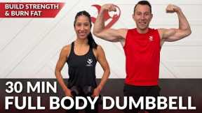 30 Min Full Body Dumbbell Workout at Home Strength Training - No Repeat Weight Loss for Women & Men
