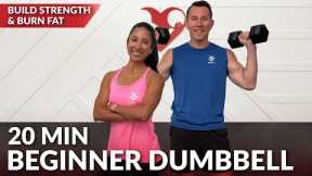 20 Min Full Body Beginner Workout at Home with Dumbbells - Strength Training for Women & Men Over 50