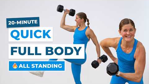 20-Min Full Body Strength Workout (All Standing, No Repeats, Dumbbells)