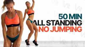 50 MIN FULL BODY HIIT Workout - All Standing, No Jumps Cardio | At Home - No Equipment, No Repeats