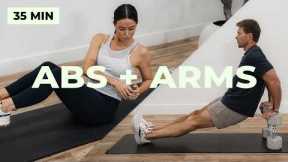 35 Min Full Upper Body Strength + Abs | Dumbbell Workout at Home