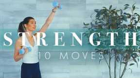 10 Exercises to Build Strength! Weight Training Workout at Home for Beginners