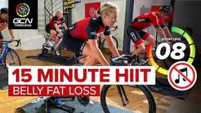 15 Min HIIT Cardio Indoor Cycling Workout Without Music 🔇 | Belly Fat Loss Exercise