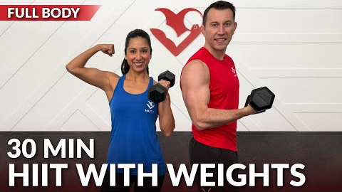 30 Minute HIIT Workout with Weights - Dumbbell Full Body Workout at Home for Fat Loss No Jumping