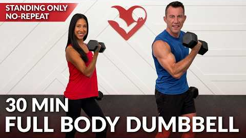 30 Min Standing Full Body Workout with Dumbbells at Home Weights for Beginners, Men, & Women Over 50