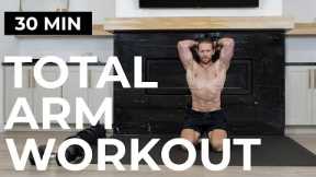 30 Min TOTAL ARM WORKOUT WITH DUMBBELLS (Biceps, Triceps + Shoulders)